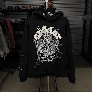 Spider Og Web Black and White Mens/ Unisex Large Hoodie